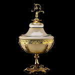 0058196/47,5*26см ВАЗА С КРЫШКОЙ ИНТЕРЬЕРНАЯ с декором КРЕМОВЫЙ