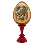 0063269/16см ЯЙЦО ПАСХАЛЬНОЕ С ЛИКОМ "ИИСУС ХРИСТОС" на подставке 16*26см (дерево)