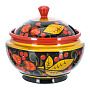 Сахарница с росписью. Хохлома, фотография 1. Интернет-магазин ЛАВКА ПОДАРКОВ