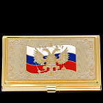 0012542-П Златоуст Визитница карманная "ГЕРБ РФ" с эмалью (6511)