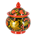 0020286/12,5*11см-б/лож Хохлома САХАРНИЦА 12,5*11см без ложки в ассортименте