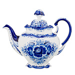 Чайник заварочный с росписью "Семейный". Гжель