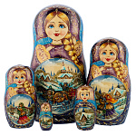 Матрешка "Зимняя тройка" 5 мест