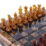 Шахматы складные с инкрустацией и фигурами из янтаря 28х28 см, фотография 3. Интернет-магазин ЛАВКА ПОДАРКОВ