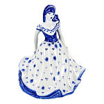 0016436/коб Гжель колокольчик "Барышня" 16см  Авт. Тарыгин М. В.