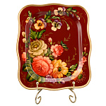 Поднос с авторской росписью "Цветы" 24х20 см