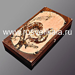 11309-орех Нардовая доска с фишками "Глухарь" 60*64*8см Янтарь, Корень ореха