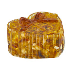 Шкатулка из янтаря "Сердечко с бантом"