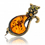 Брошь Кот с бантиком (коньячный), фотография 2. Интернет-магазин ЛАВКА ПОДАРКОВ