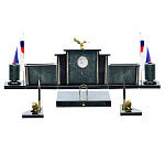 0042215 Мрамор зел. ПИСЬМЕННЫЙ НАБОР С ЧАСАМИ 14 предм. в П/У