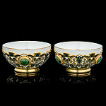  Златоуст НАБОР ВОСТОЧНЫЙ (2 пиалы большие) нефрит, фарфор