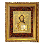 Настенная янтарная икона "Господь Вседержитель" 27х31,5 см