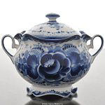 Гжель Сахарница "Тюльпан №1" в золоте Авт. Алехин С.С. 291