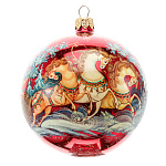 0070080 Лаковая миниатюра Палех ШАР НОВОГОДНИЙ круговая роспись (стекло)