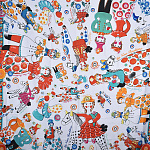  Сувенирный платок ДЫМКОВСКАЯ ИГРУШКА  90*90см состав:шелк30% вискоза70% МД НиныРучкиной