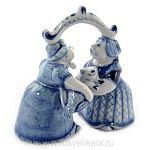 0011482 Гжель Колокольчик "Балаболки" (двойной) Авт.Черновы Л.и В.