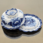 Гжель Масленка "Семейная" в золоте 8*17см Авт. Алехин С.С.