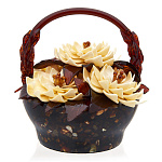 0057063-НП/ВАРИАНТ 6  Янтарь Сувенир КОРЗИНА (литая) с ЦВЕТАМИ d дна=12,5см ок. 22*22*21см