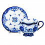 Чайная пара "Купец". Гжель, фотография 2. Интернет-магазин ЛАВКА ПОДАРКОВ