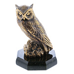 0021859 Златоуст Скульптура "СОВА"на подст.Бронза, литье, позолота в П/У