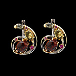 821966/9,74г  Серебро 925* СЕРЬГИ вст. Янтарь фианит р/п