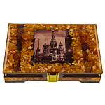 Шкатулка янтарная "Москва. Храм Василия Блаженного"