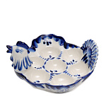 0024028/коб Гжель тарелка Пасхальная "Курочка" в кобальте  Авт.Окулова