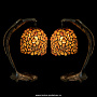 Комплект из двух настольных ламп из янтаря и бронзы "Орел", фотография 1. Интернет-магазин ЛАВКА ПОДАРКОВ