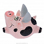 Статуэтка свиньи "Поросенок - мотылек". Гжель в цвете, фотография 2. Интернет-магазин ЛАВКА ПОДАРКОВ