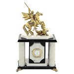 0027455 Нат.камень Часы"Георгий Победоносец" мрамор, бронза 117526