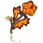 Брошь с янтарем "Цветок броваллия" (коньячный), фотография 2. Интернет-магазин ЛАВКА ПОДАРКОВ