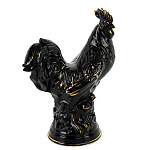 0036246-0,7л-чер-золот Фарфор ШТОФ "ПЕТУХ-ЗАБОТЛИВЫЙ ПАПА" черный в золоте 0,7л 5094