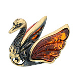 0071814/2141 Птица Лебедь ажурный Сувенир (коньячный)