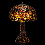 Настольная лампа из янтаря и бронзы "Гриб". Высота 73 см