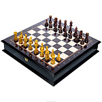 Шахматный ларец с янтарными фигурами 48х48 см