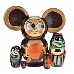 Матрешка фигурная "Чебурашка" 5 мест