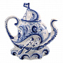 Чайник "Корабль". Гжель, фотография 2. Интернет-магазин ЛАВКА ПОДАРКОВ