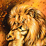 Картина янтарная "Лев и львица" 60х80 см, фотография 2. Интернет-магазин ЛАВКА ПОДАРКОВ