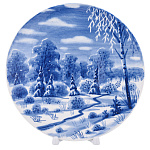 Тарелка декоративная "Зимний пейзаж". Гжель