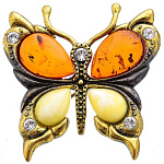 0045025/487.4 Брошь Бабочка со стразами-2 (комбинированный)