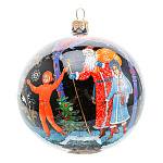 0070087 Лаковая миниатюра Палех ШАР НОВОГОДНИЙ круговая роспись (стекло)