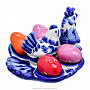 Пасхальница на 4 яйца "Курочка" с солонкой. Гжель, фотография 4. Интернет-магазин ЛАВКА ПОДАРКОВ