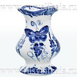 архив8069 Гжель ВАЗА МАЛАЯ "Бабочка" (с лепкой) в ассортименте