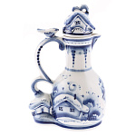 0022082 Гжель Графин/Кувшин "Деревенька" Авт. Исаев С.В.