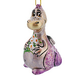 0072055 ФАРФОР Скульптура ДРАКОН сиреневый высота 11см