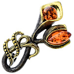 0049773/2127.4 Брошь Калла композиция (коньячный)