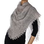 0061342 Пуховый платок 140*140см "ПАУТИНКА" серый  на  шелке