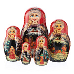 0036588-448-5м-16см Матрешка "Зимняя ночь. Тройка" 5 мест 16см  С-6
