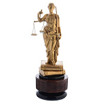 0060189 Скульптура "Фемида", олово, позолота, подставка-обсидиан