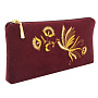 Очечник бархатный с вышивкой "Птица". Бордовый, фотография 1. Интернет-магазин ЛАВКА ПОДАРКОВ